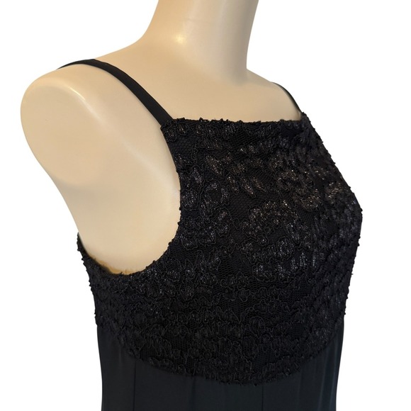 Black Lace Bodice Spaghetti Strap Maxi Dress Goth Dark Romantic - Picture 3 of 11